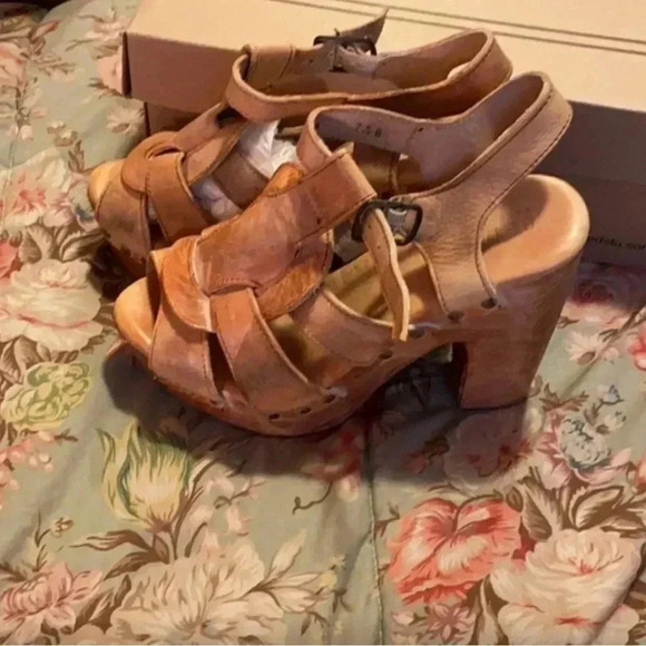 Bed Stu Women’s Melissa Distressed Tan Leather Rustic White 7.5 Platform Sandals - Picture 4 of 14